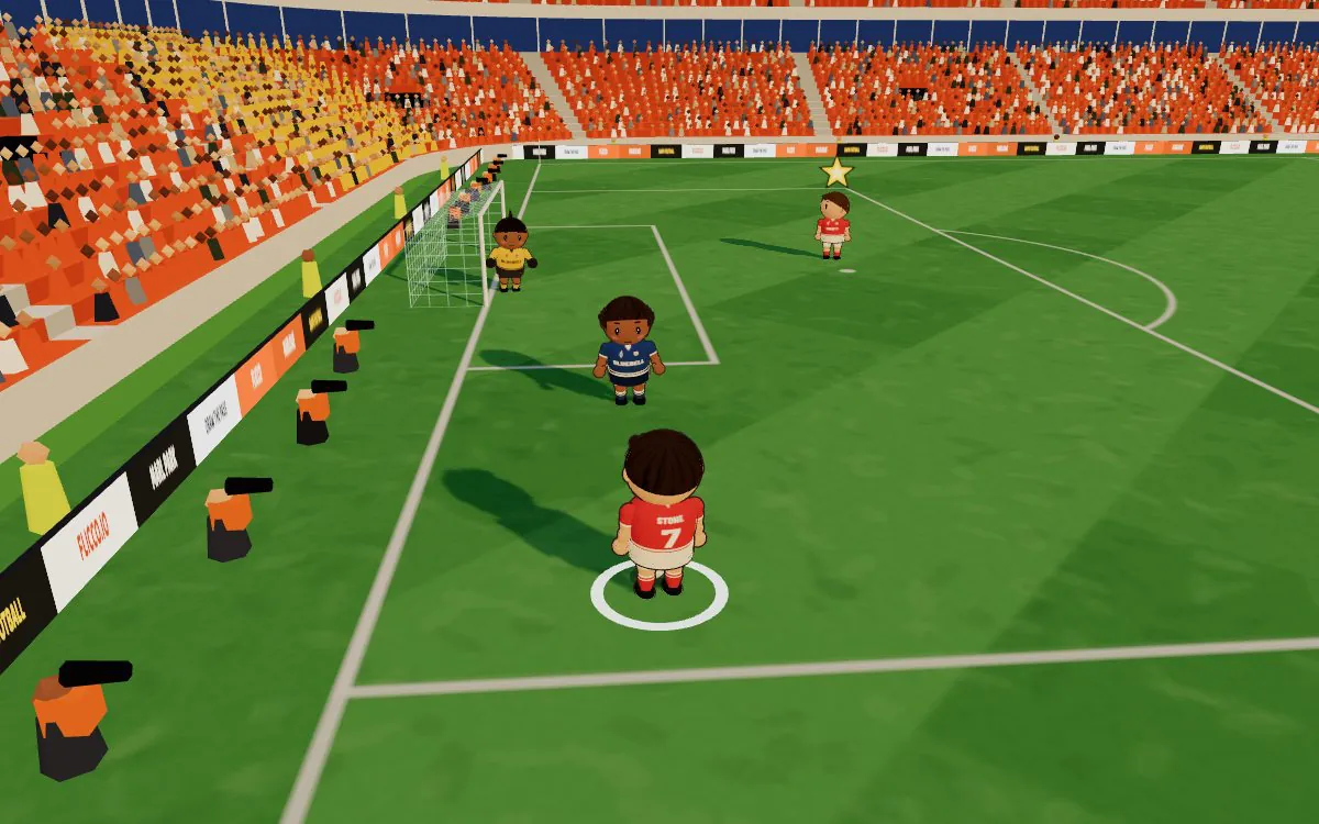 A Flicco Football player curling a shot towards the top corner
