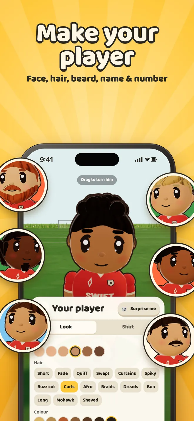 Making your player: face, hair, beard, name and number