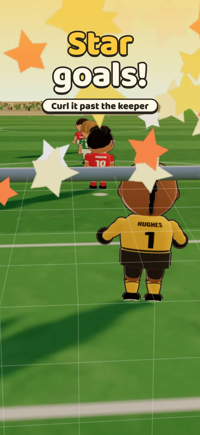 A star goal, seen from behind the net