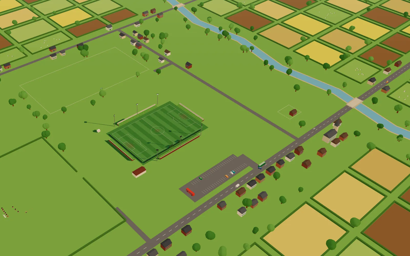 Day one: a single pitch with floodlights on the village green, among fields and a few houses